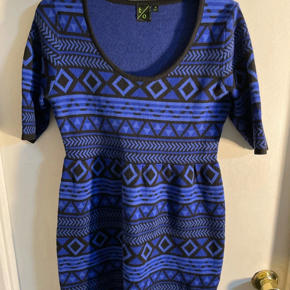 Black & Blue Baby Doll Dress. Size Medium. - Picture 1 of 4